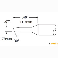Metcal STTC-105. Паяльное жало для MX скос 30&deg; 1.78 &times; 11.7 мм