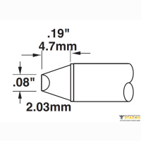 Metcal STTC-114. Паяльное жало для MX клиновидное 45&deg; 2.00 &times; 4.7 мм