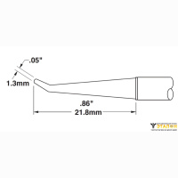Metcal STTC-141. Паяльное жало для MX конус изогнутый 30° удлиненный 1.3 × 21.8 мм