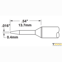 Metcal STTC-506. Паяльное жало для MX конус тонкий удлиненный 0.4 × 13.7 мм