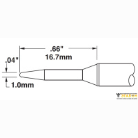 Metcal STTC-507. Паяльное жало для MX конус тонкий удлиненный 1.0 &times; 16.7 мм