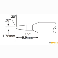 Metcal STTC-535. Паяльное жало для MX скос 30° 1.78 × 9.9 мм