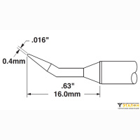 Metcal STTC-540. Паяльное жало для MX конус тонкий изогнутый 30° 0.4 × 16 мм