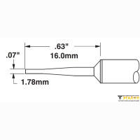 Metcal STTC-542. Паяльное жало для MX клиновидное удлиненное 60&deg; 1.78 &times; 16.0 мм
