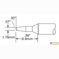 Metcal STTC-035. Паяльное жало для MX скос 30&deg; 1.78 &times; 9.9 мм