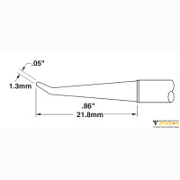 Metcal STTC-841. Паяльное жало для MX конус изогнутый 30° удлиненный 1.3 × 21.8 мм