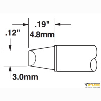 Metcal STTC-513. Паяльное жало для MX клиновидное 45° 3.0 × 4.8 мм