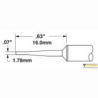 Metcal STTC-142. Паяльное жало для MX клиновидное удлиненное 60&deg; 1.78 &times; 16.0 мм