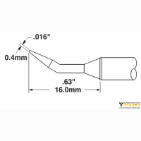 Metcal STTC-040. Паяльное жало для MX конус изогнутый 30&deg; 0.4 &times; 16 мм