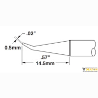Metcal STTC-044. Паяльное жало для MX конус удлиненный изогнутый 30&deg; 0.5 &times; 14.5 мм