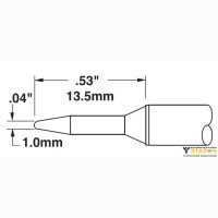 Metcal STTC-101. Паяльное жало для MX конус тонкий 1.0 &times; 13.5 мм