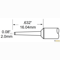 Metcal SCP-CHL20. Паяльное жало для MFR-H1 клин удлиненный 2.0 &times; 16.04 мм