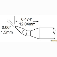 Metcal SFP-CHB15. Паяльное жало для MFR-H1 клин изогнутый 1.5 &times; 12.04 мм