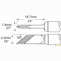 Metcal SCV-DRK45AR. Паяльное жало для PS900 ножевидное удлиненное 4.5 &times; 18.7 мм