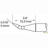Metcal SCP-CNB04. Паяльное жало для MFR-H1 конус изогнутый 0.4 &times; 15.21 мм
