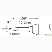 Metcal SCV-CNL10AR. Паяльное жало для PS900 конус удлиненный тонкий 1.0 &times; 13.7 мм