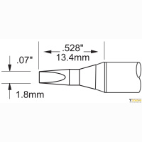 Metcal SCV-CH18AR. Паяльное жало для PS900 клин удлиненный 18 &times; 13.4 мм