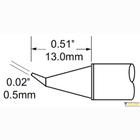 Metcal SCV-CNB05. Паяльное жало для PS900 конус изогнутый 0.5 &times; 13 мм
