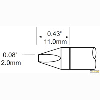 Metcal SCV-CH20. Паяльное жало для PS900 клин 2.0 &times; 11 мм