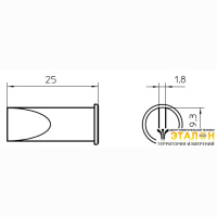 Weller LHT F (T0054445099). Жало паяльное 9,3 мм клиновидное