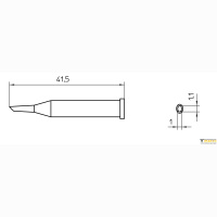 Weller XT GW3, 0.8/0.9MM (T0054473999). Жало паяльное 1,0 мм коническое со скосом, микроволна