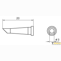 Weller LT 33CP (T0054440877). Жало паяльное 3,0 мм коническое со скосом