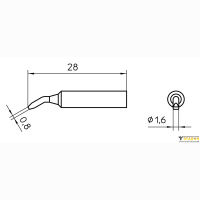 Weller XNT AX (T0054486499). Жало паяльное 1,6 мм клиновидное изогнутое