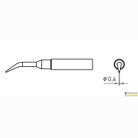 Weller XNT 1SLX 45° (T0054487599). Жало паяльное 0,4 мм коническое изогнутое