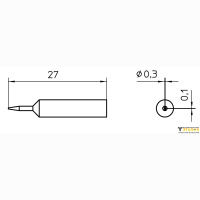 Weller XNT 1SCNW (T0054488199). Жало паяльное 0,3 мм клиновидное прямое несмачиваемое