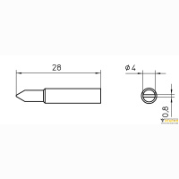 Weller XNT D (T0054485399). Жало паяльное 4,0 мм клиновидное прямое