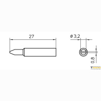 Weller XNT C (T0054485899). Жало паяльное 3,2 мм клиновидное прямое