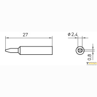Weller XNT B (T0054485799). Жало паяльное 2,4 мм клиновидное прямое