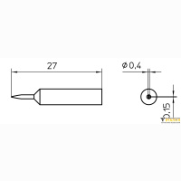 Weller XNT 1SC (T0054486299). Жало паяльное 0,4 мм клиновидное прямое
