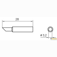Weller XNT СС 45° (T0054488699). Жало паяльное 3,2 мм цилиндрическое со скосом