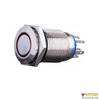 Кнопка металлическая TYJ 16-362 2NO+2NC (с подсветкой) красная