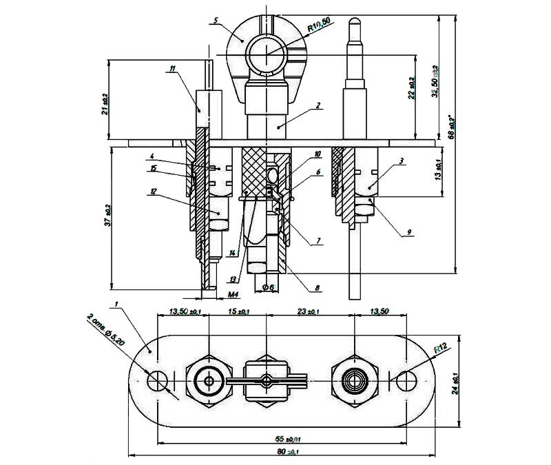 Конструктивная схема горелки ЗГ-Д-ОВ серия 1443-100