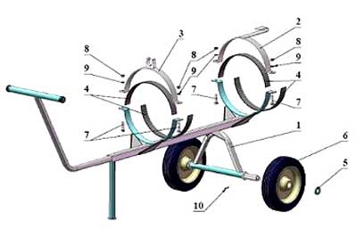 Конструктивная схема тележки к огнетушителю ВВК-18(28)