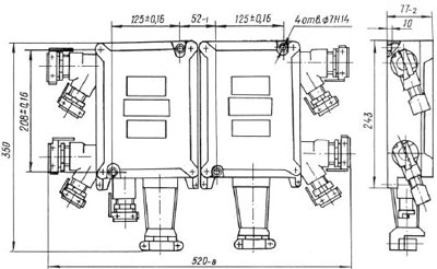 Рис.1. Габаритный чертеж ящика клеммного ЯК-32514223