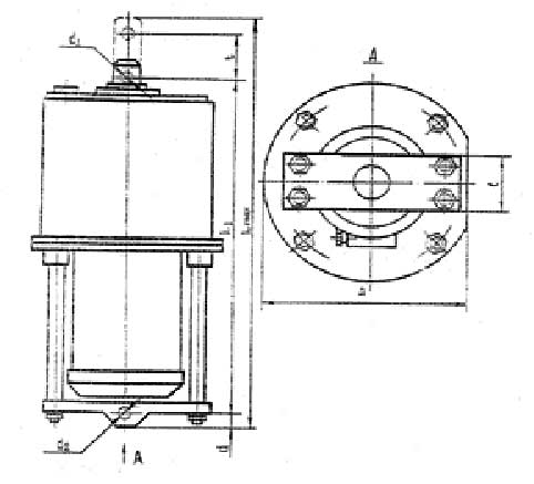 Габаритная схема толкателя электрогидравлического ТЭМ-50