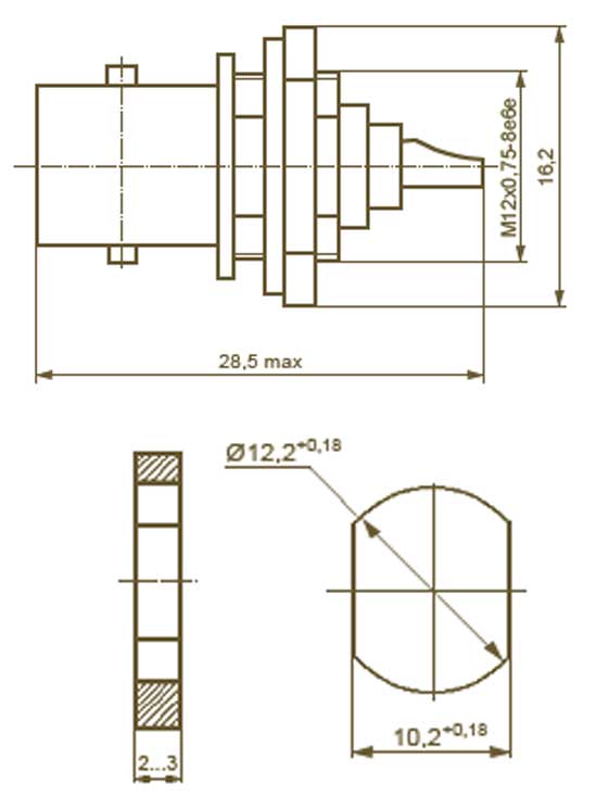 Розетка приборная СР-50-73 ПВ - габаритные и присоединительные размеры