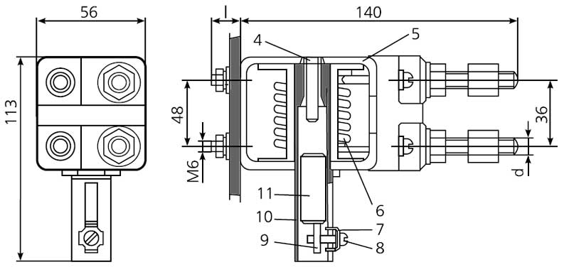 Габаритная схема реле тока РЭО-401 6ТД.237.004-3