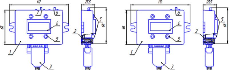 Габаритная схема блока индикации типа БИН2 МК X