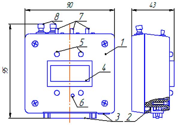Габаритная схема блока информационного БИН.3МК