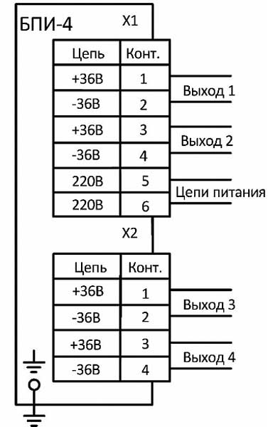 Схема подключения блока БПИ-4