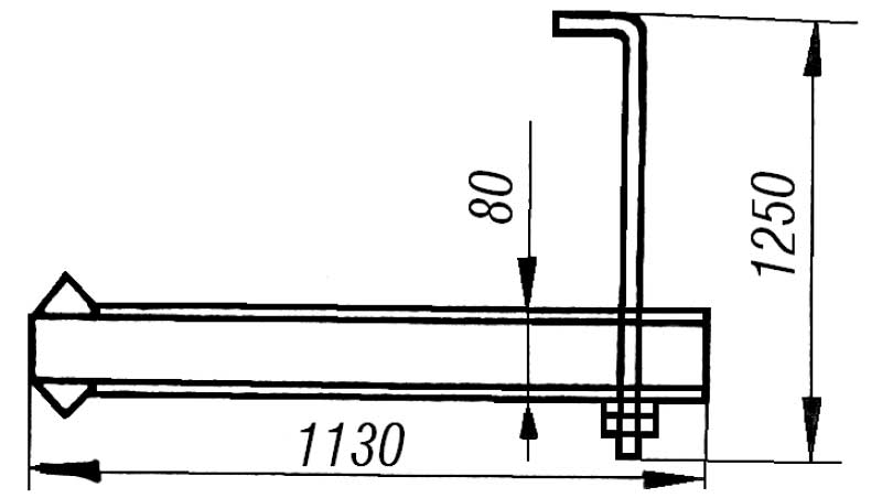 Подвеска кабельроста П1 - габаритная схема