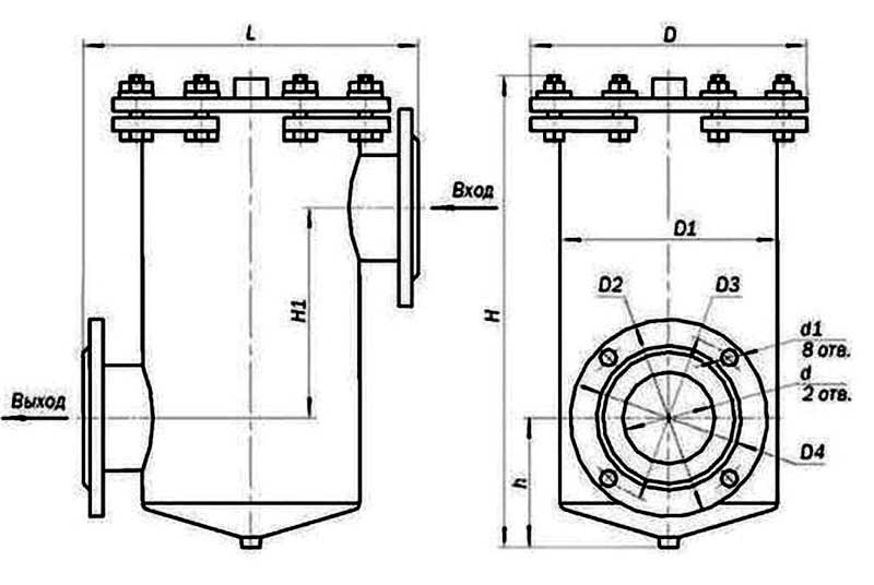 Габаритная схема сепаратора магнитного ФММ-27
