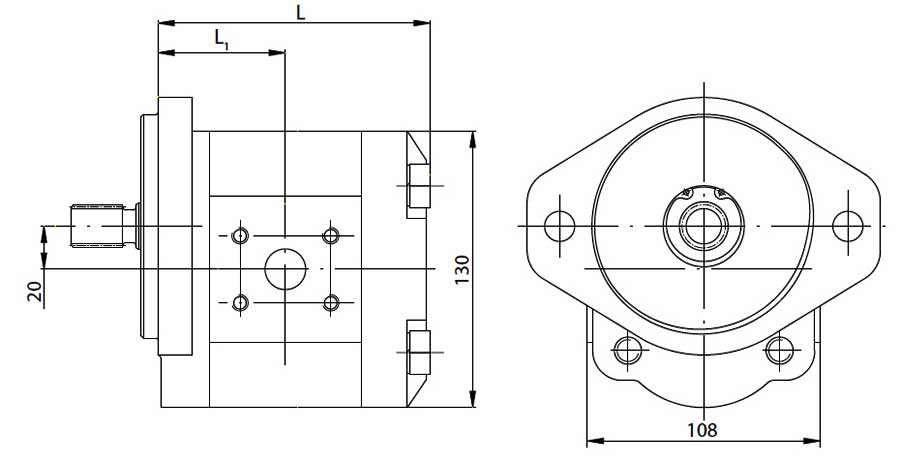 Конструктивная схема насосов серии К группа 2.5 (16...45 куб см.)
