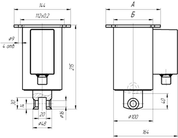 Электромагнит ЭДМ-11 - габаритная схема